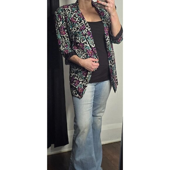 Vintage 90s Dark Romantic Boho Paisley Eclectic Blazer Jacket - Picture 16 of 16
